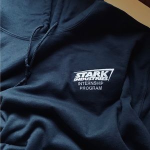 Navy blue Marvel Stark Internship Program hoodie